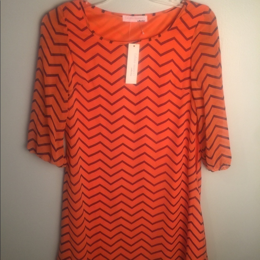 Alma-Mater chevron print shift dress NWT! M